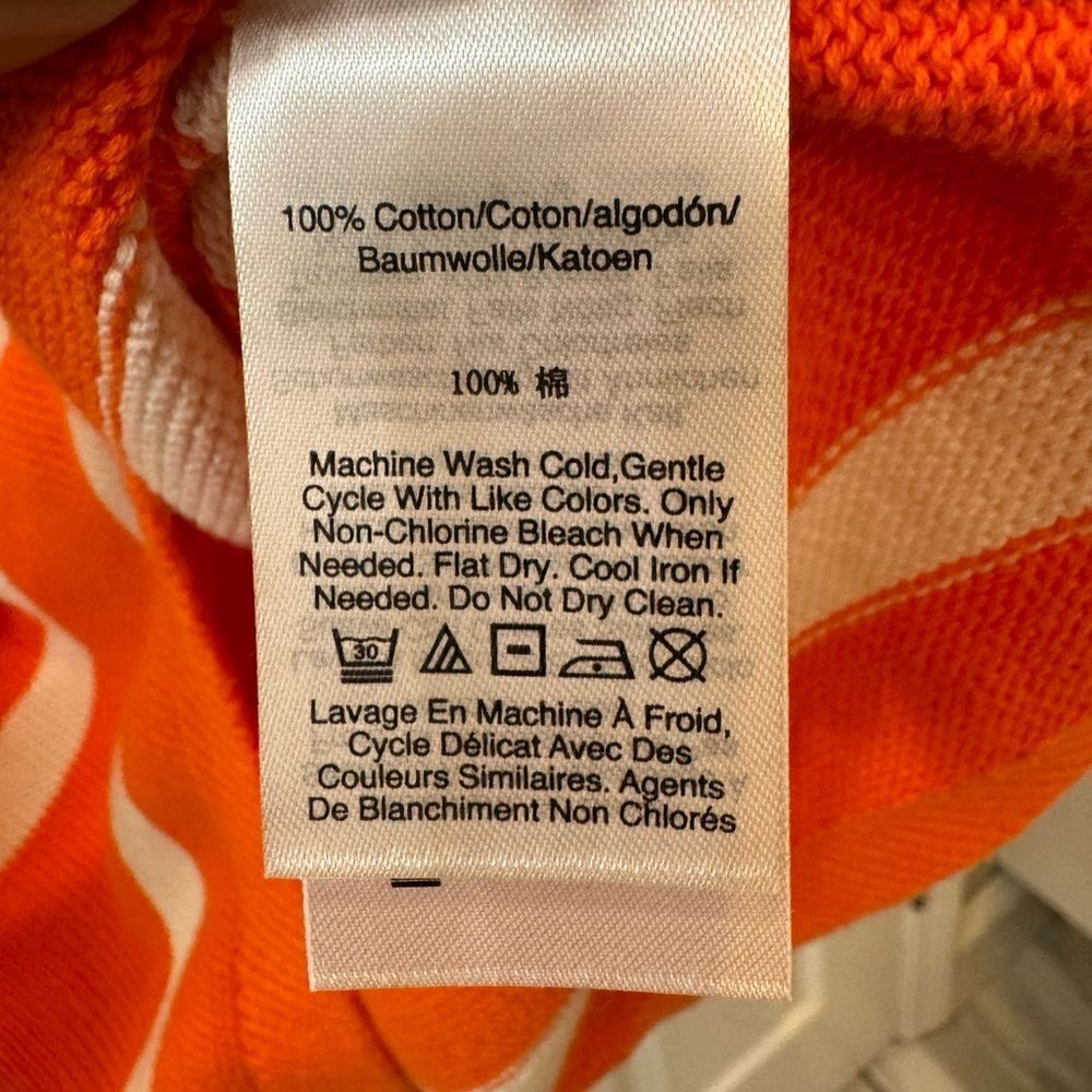 DKNY Y2K 100% cotton oversized Orange with white striped sweater tank top- XS - Picture 8 of 11
